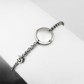 Ponytail&Co Pulsera con moneda de la suerte y herradura Acero