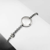 Ponytail&Co Pulsera con moneda de la suerte y herradura Acero