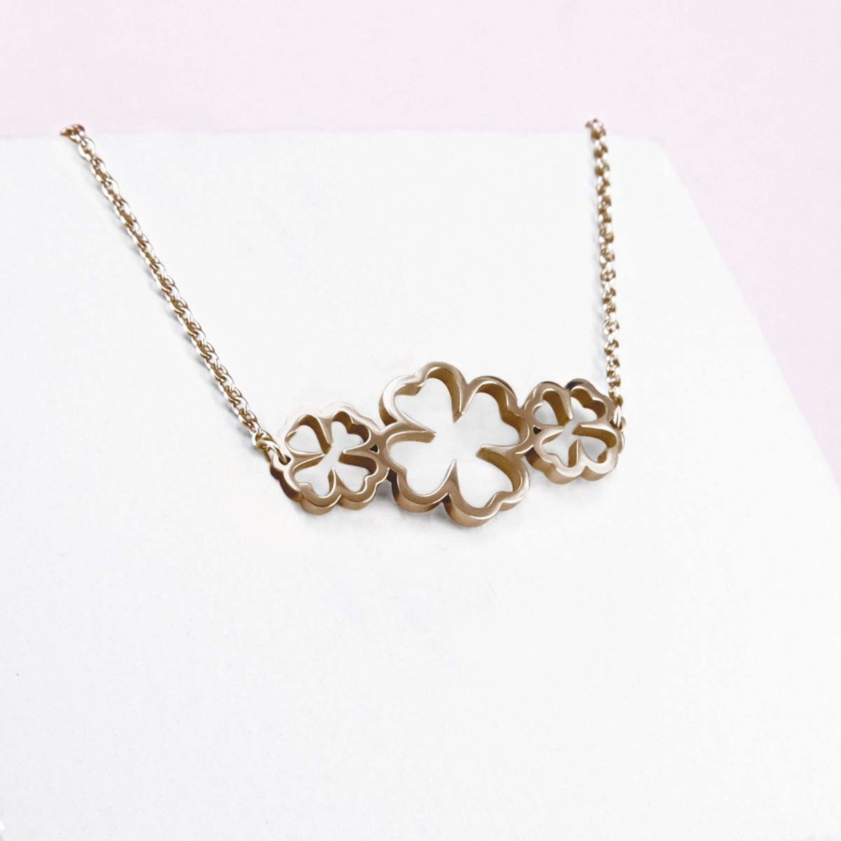 Ponytail&Co Cadena con 3 tréboles Oro Rosa