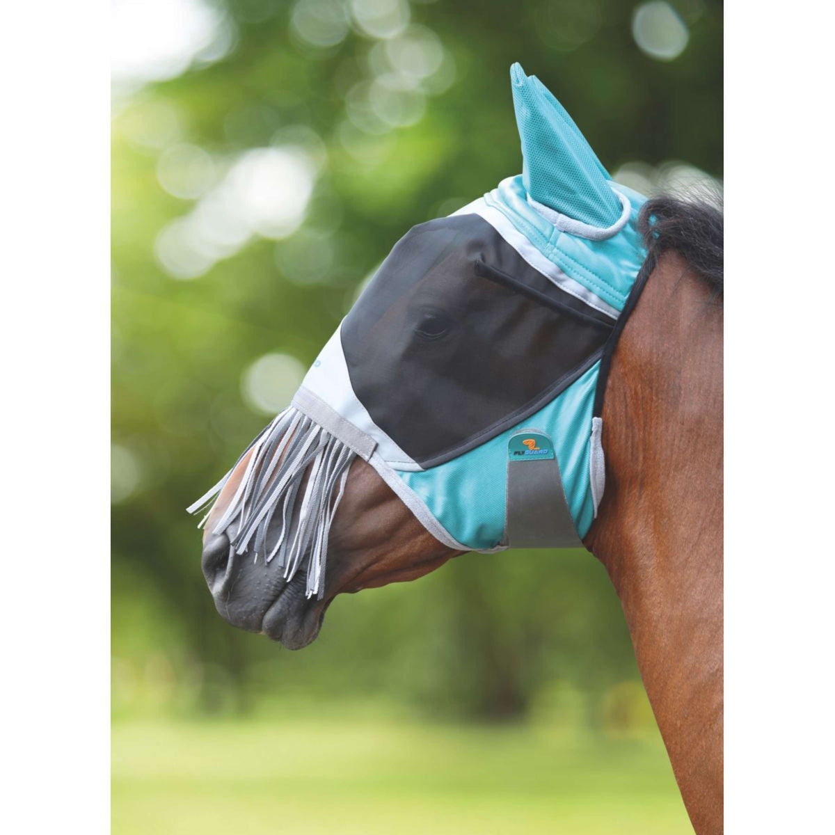 Shires Máscara Antimoscas Deluxe Con flecos en la nariz Verde