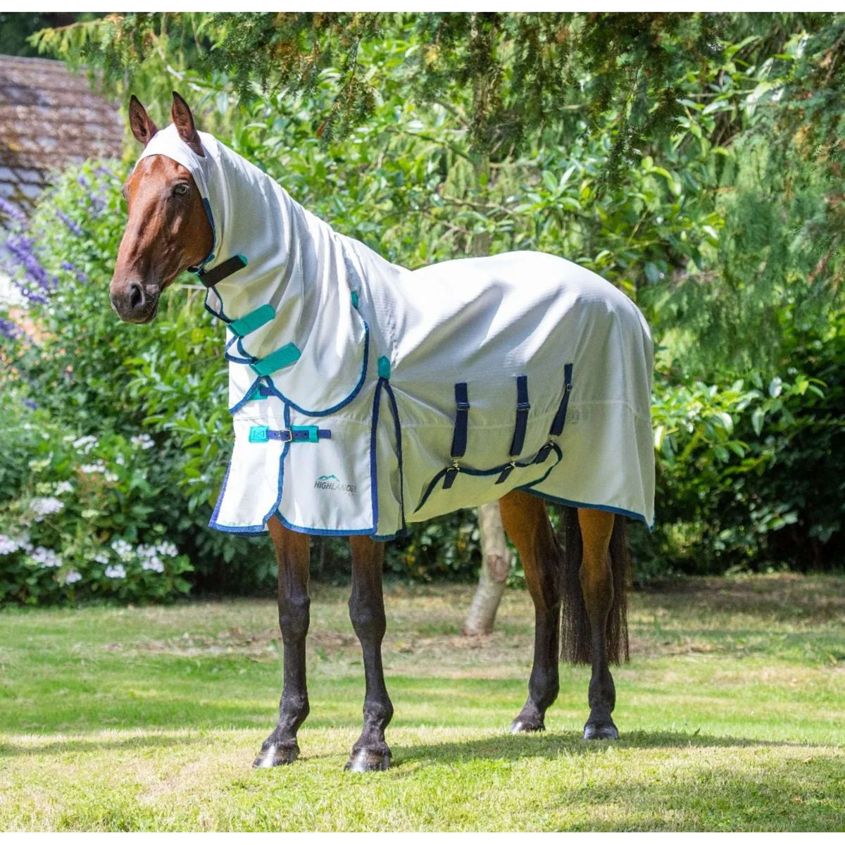 Highlander Plus by Shires Manta para Eczema Sweet-Itch Combo Blanco