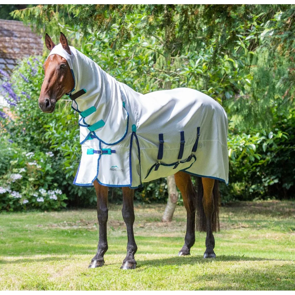 Highlander Plus by Shires Manta para Eczema Sweet-Itch Combo Blanco