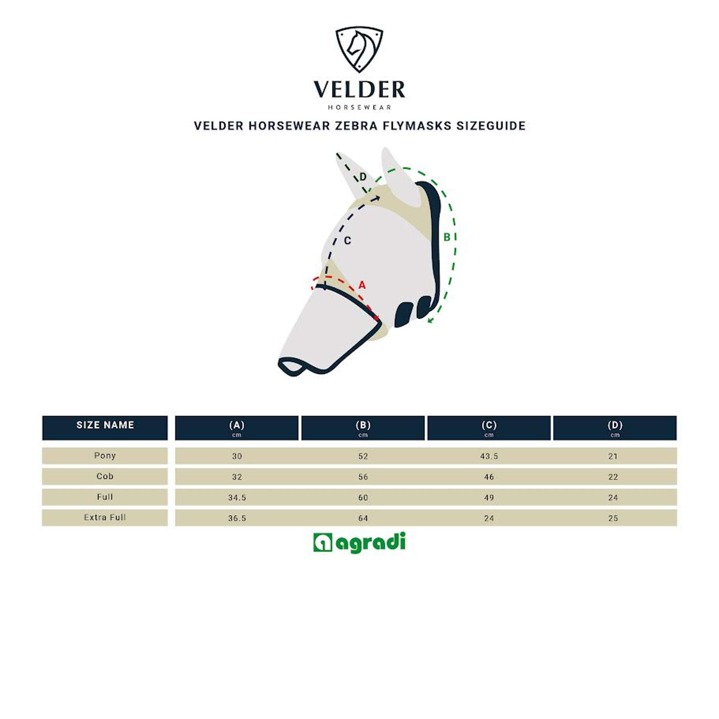 Velder Horsewear Essentials Máscara para Moscas Zebra con Orejas Negro/Blanco