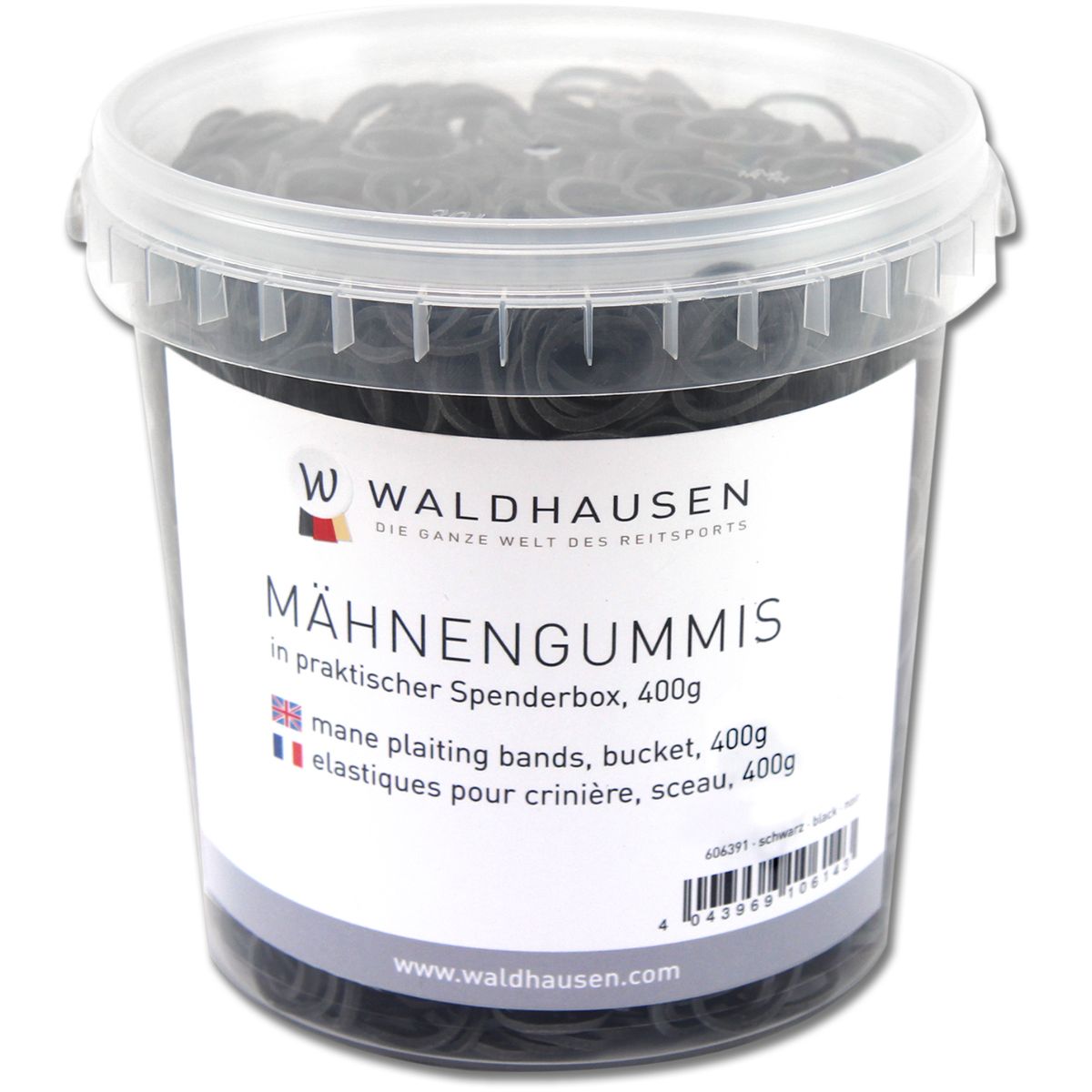 Waldhausen Elásticos para Crines en Cubo Negro