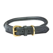 Weatherbeeta Dog Collar Cuero enrollado Negro