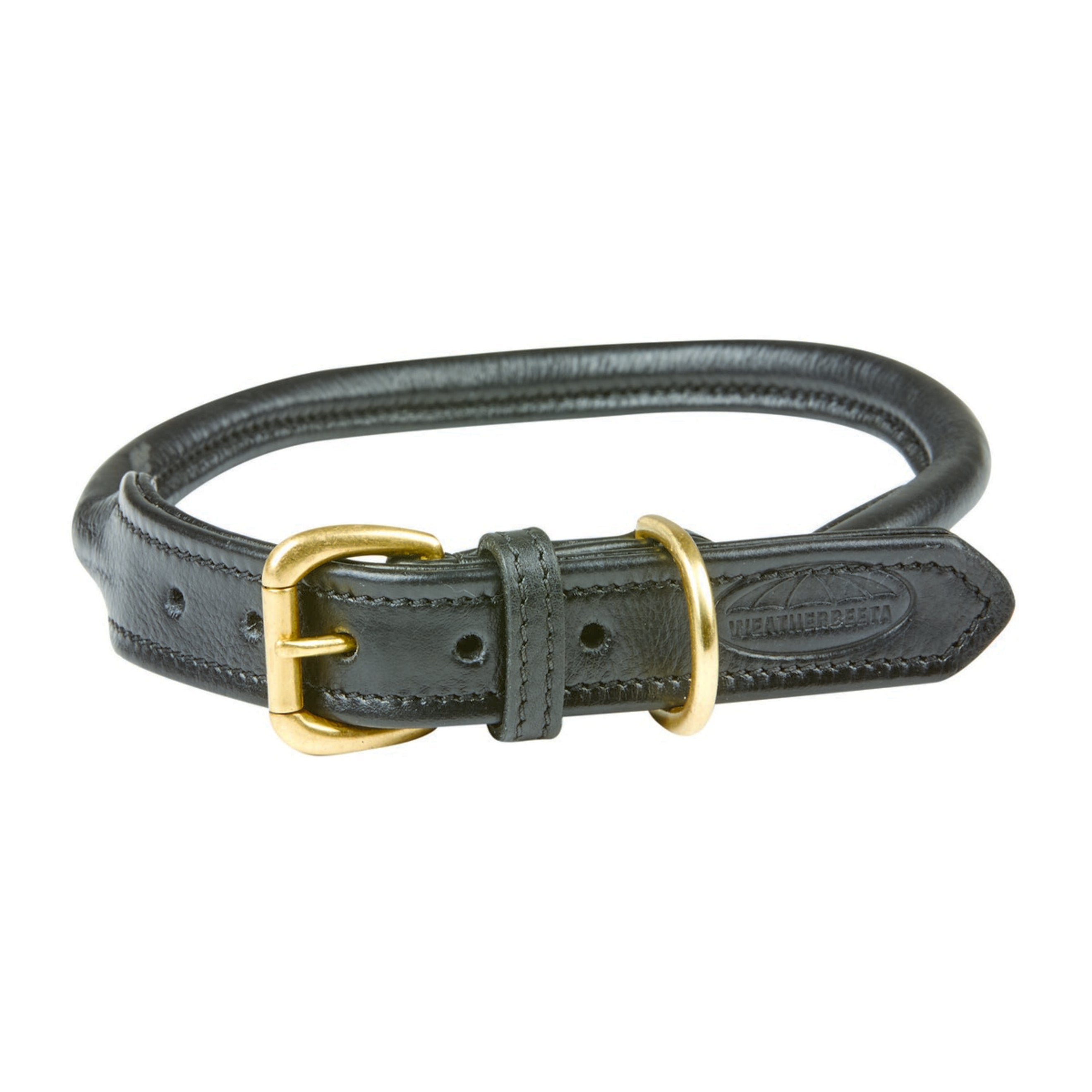 WeatherBeeta Dog Collar Cuero enrollado Negro WeatherBeeta Dog Collar Cuero enrollado Negro