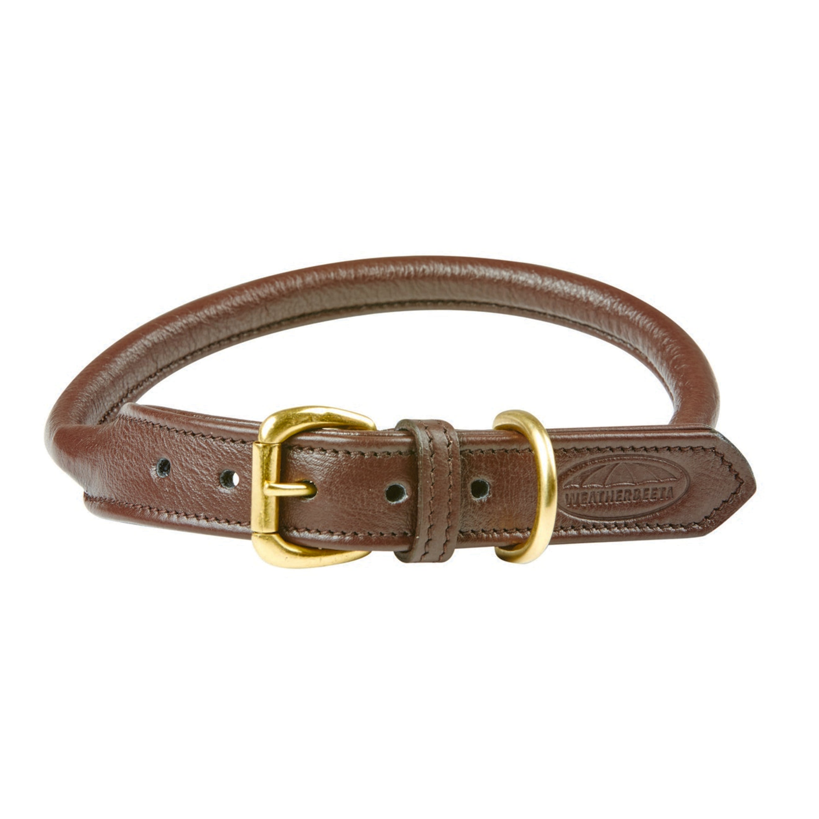 WeatherBeeta Dog Collar Cuero enrollado Marron
