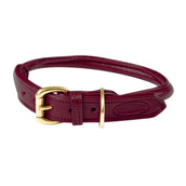 Weatherbeeta Dog Collar Cuero enrollado Maroon Red