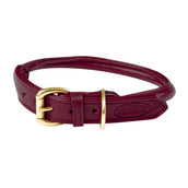 Weatherbeeta Dog Collar Cuero enrollado Maroon Red