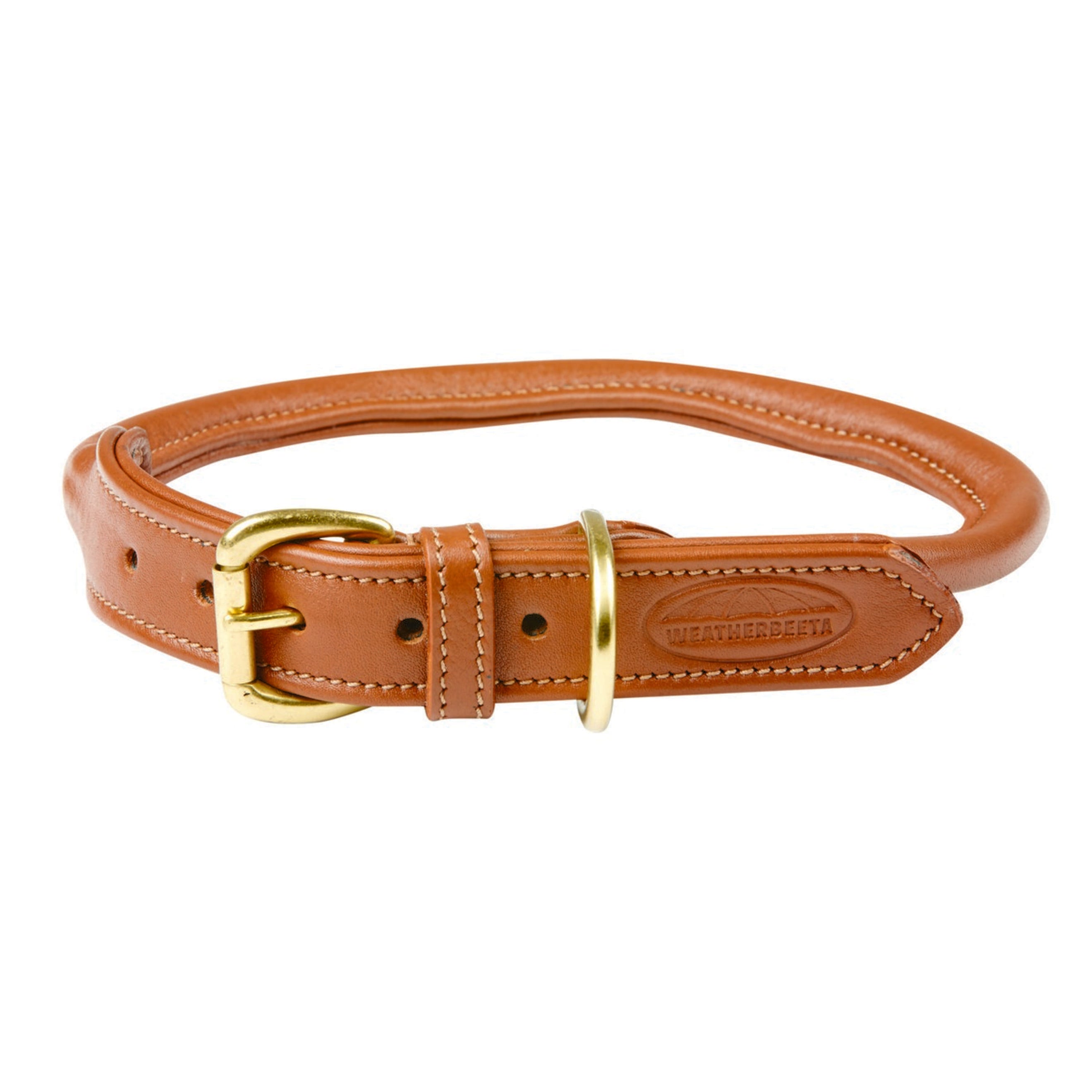 WeatherBeeta Dog Collar Cuero enrollado Tan