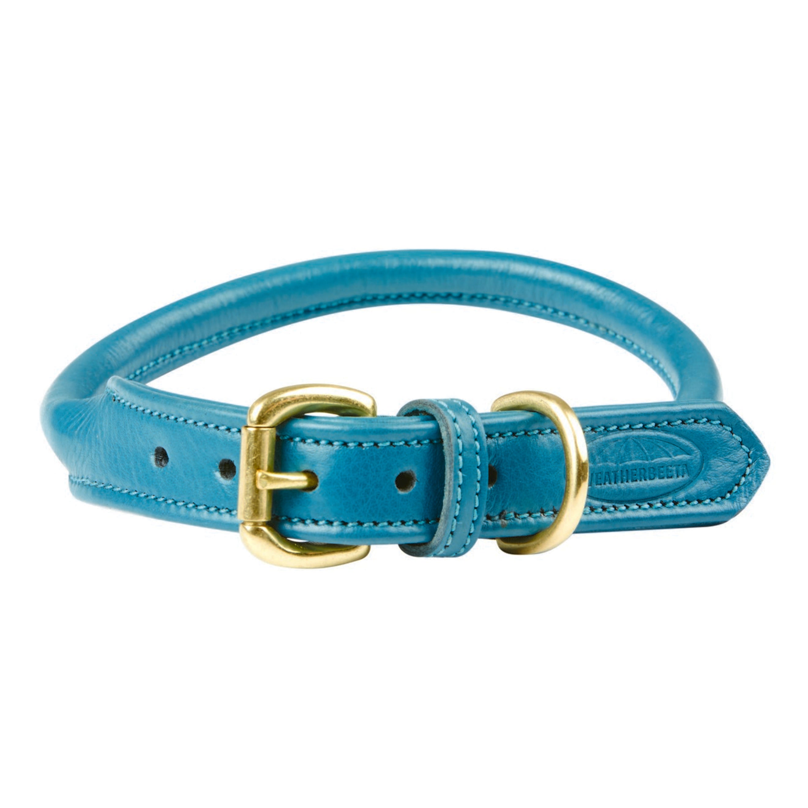 WeatherBeeta Dog Collar Cuero enrollado Teal