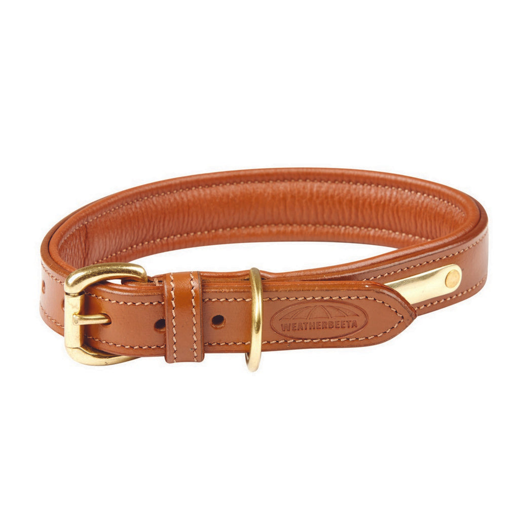 WeatherBeeta Dog Collar Cuero acolchado Tan