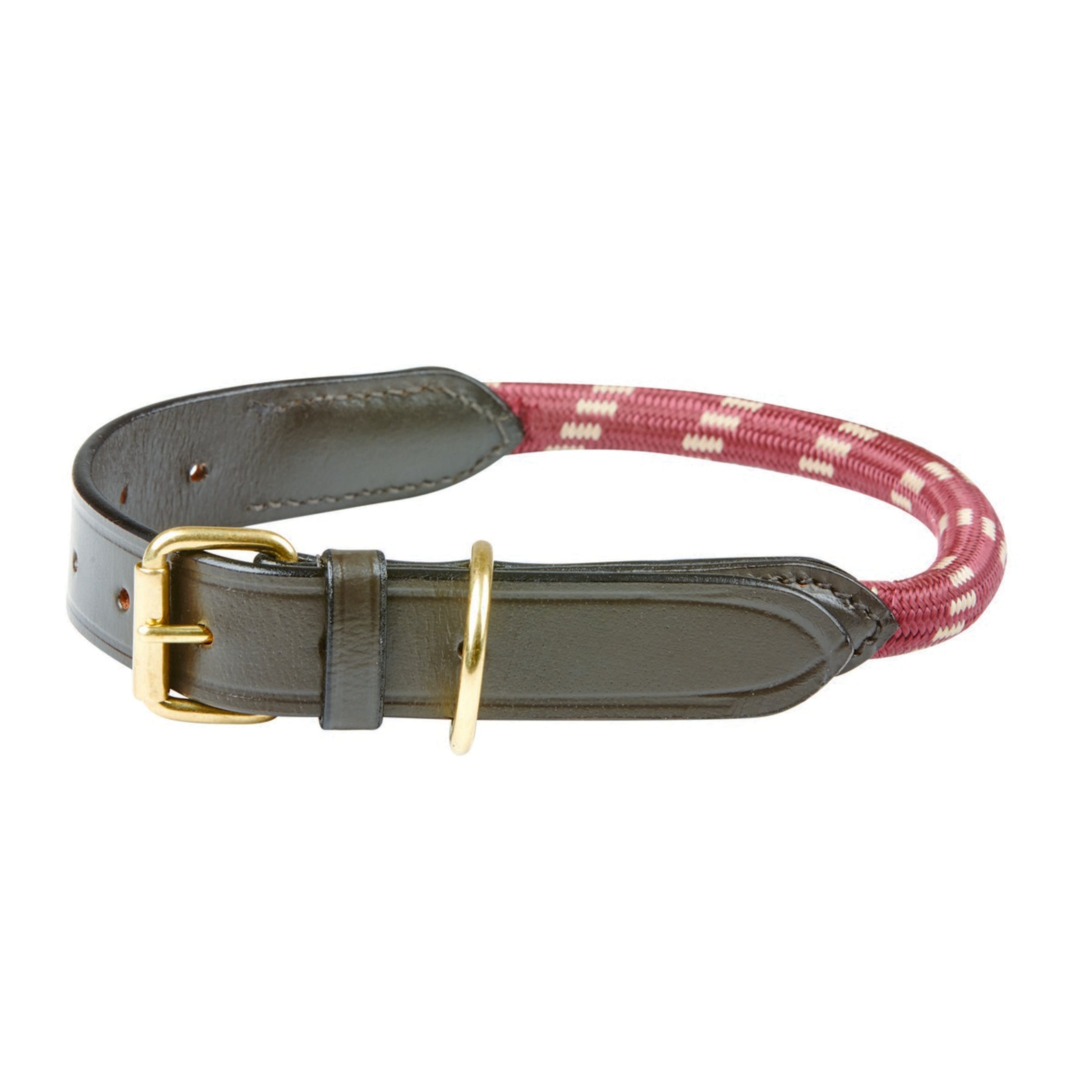 WeatherBeeta Dog Collar Cuerda De Cuero Burgundy/Brown