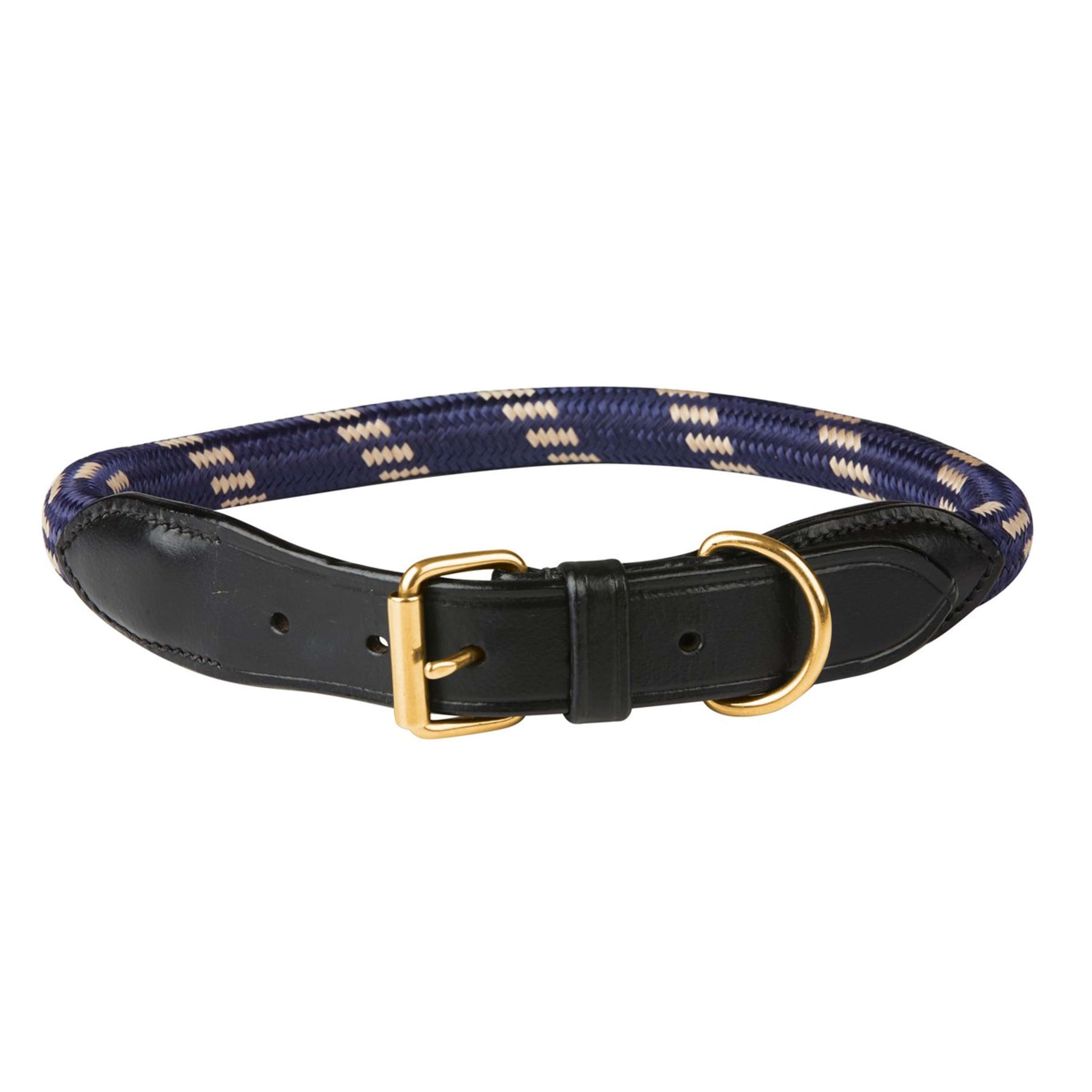 WeatherBeeta Dog Collar Cuerda De Cuero Navy/Brown