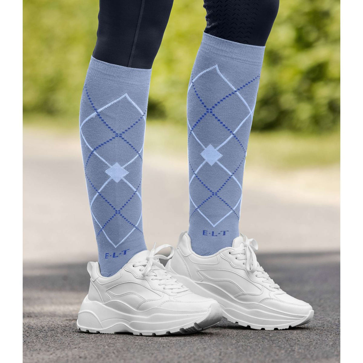 ELT Calcetines de Equitación Argyle Blue Grey