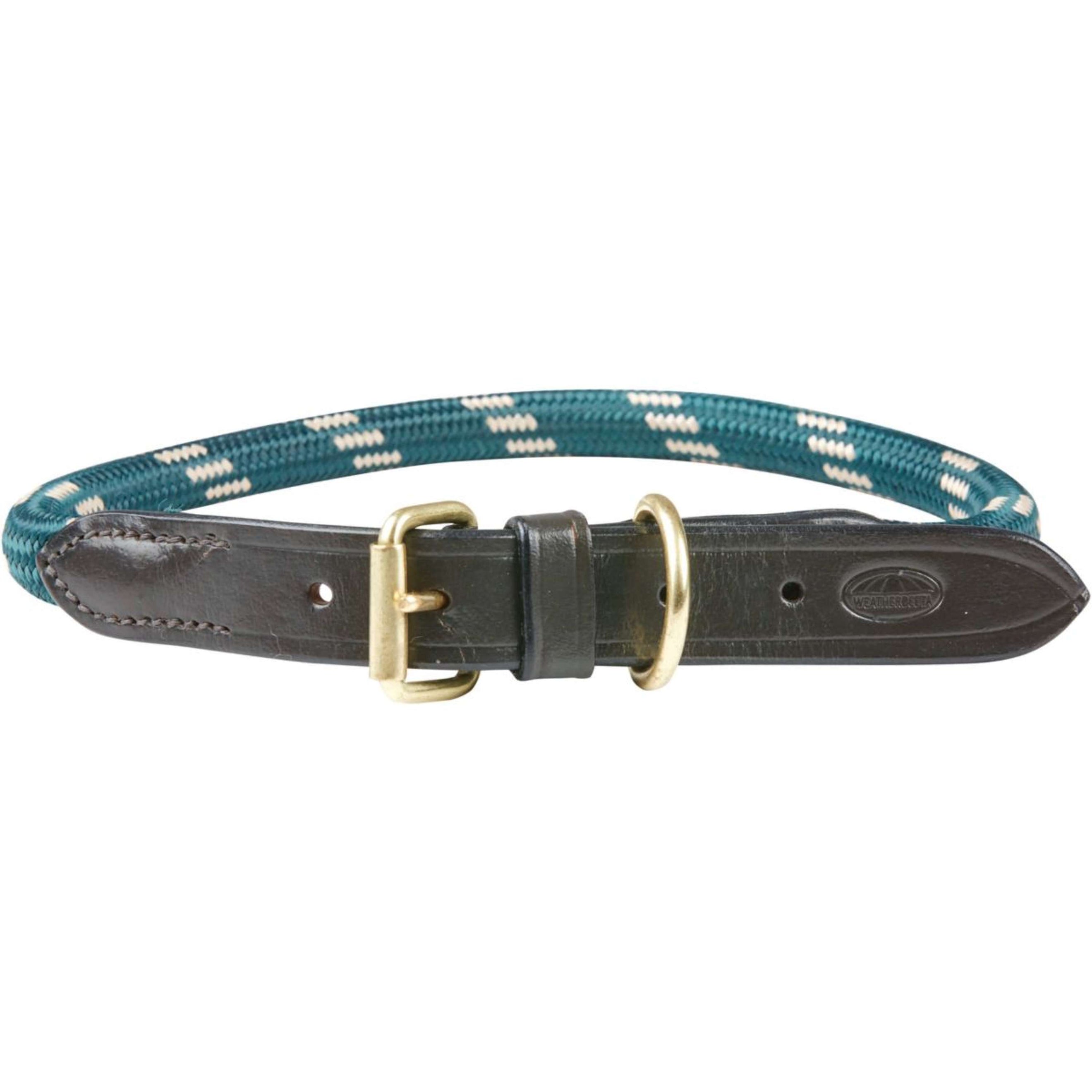 WeatherBeeta Dog Collar Cuerda De Cuero Hunter Green/Brown
