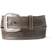 Ariat Cinturón Tooled Double Stitched Marron