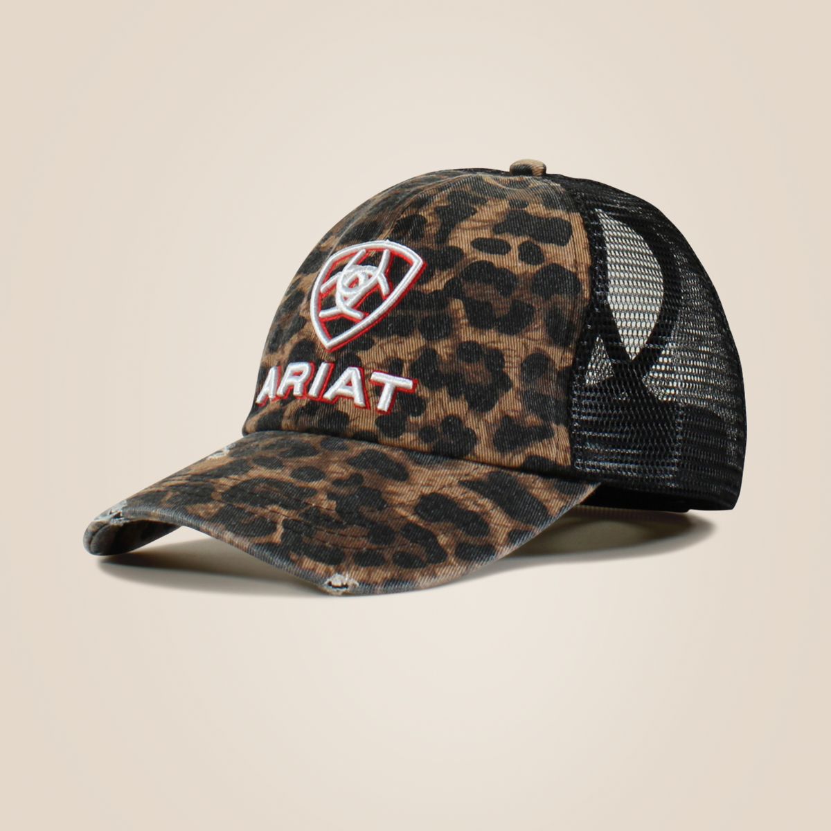 Ariat Gorra Embellished Logo Cheetah Print Mujer Negro