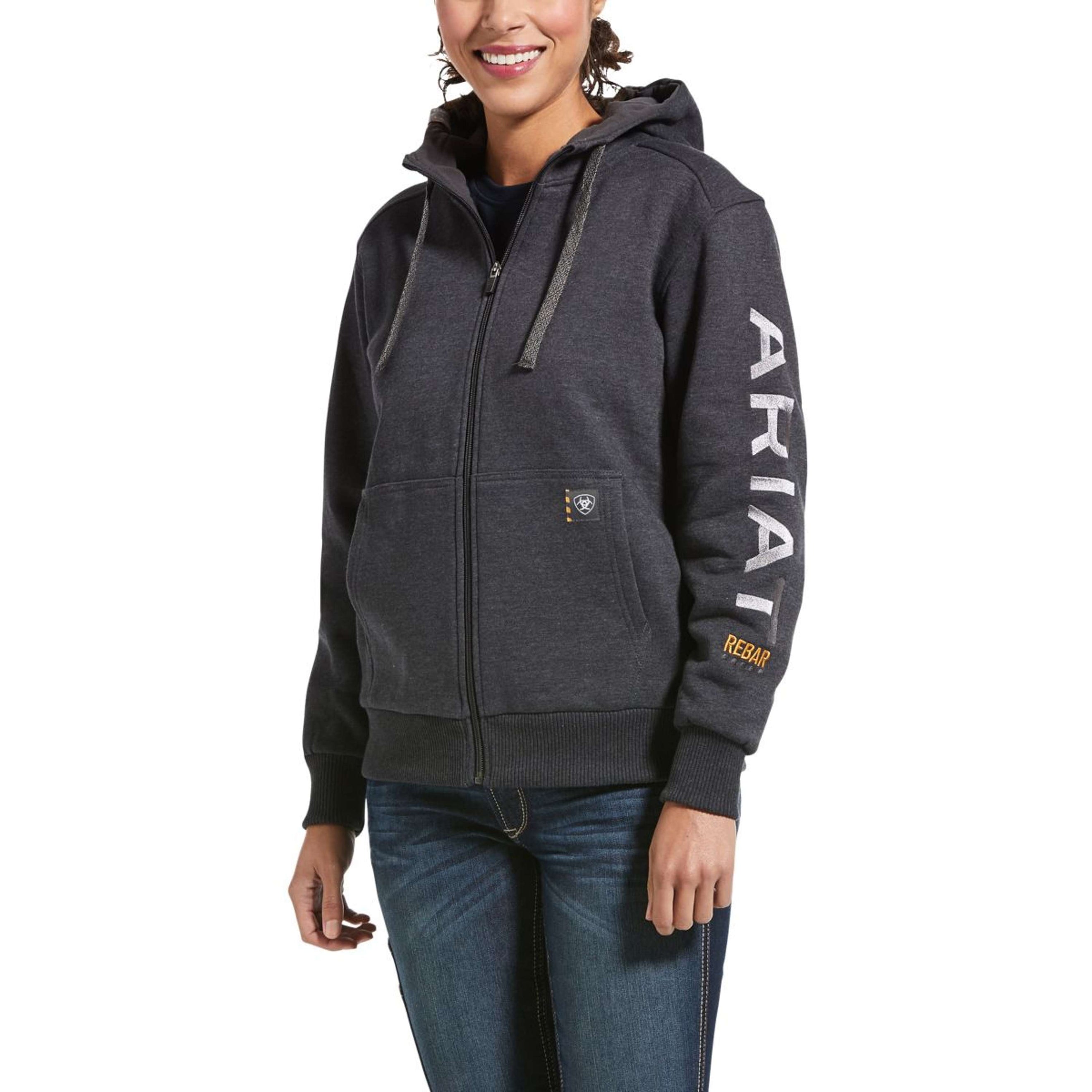 Ariat Sudadera con capucha y cremallera Rebar All-Weather Mujer Charcoal Heather