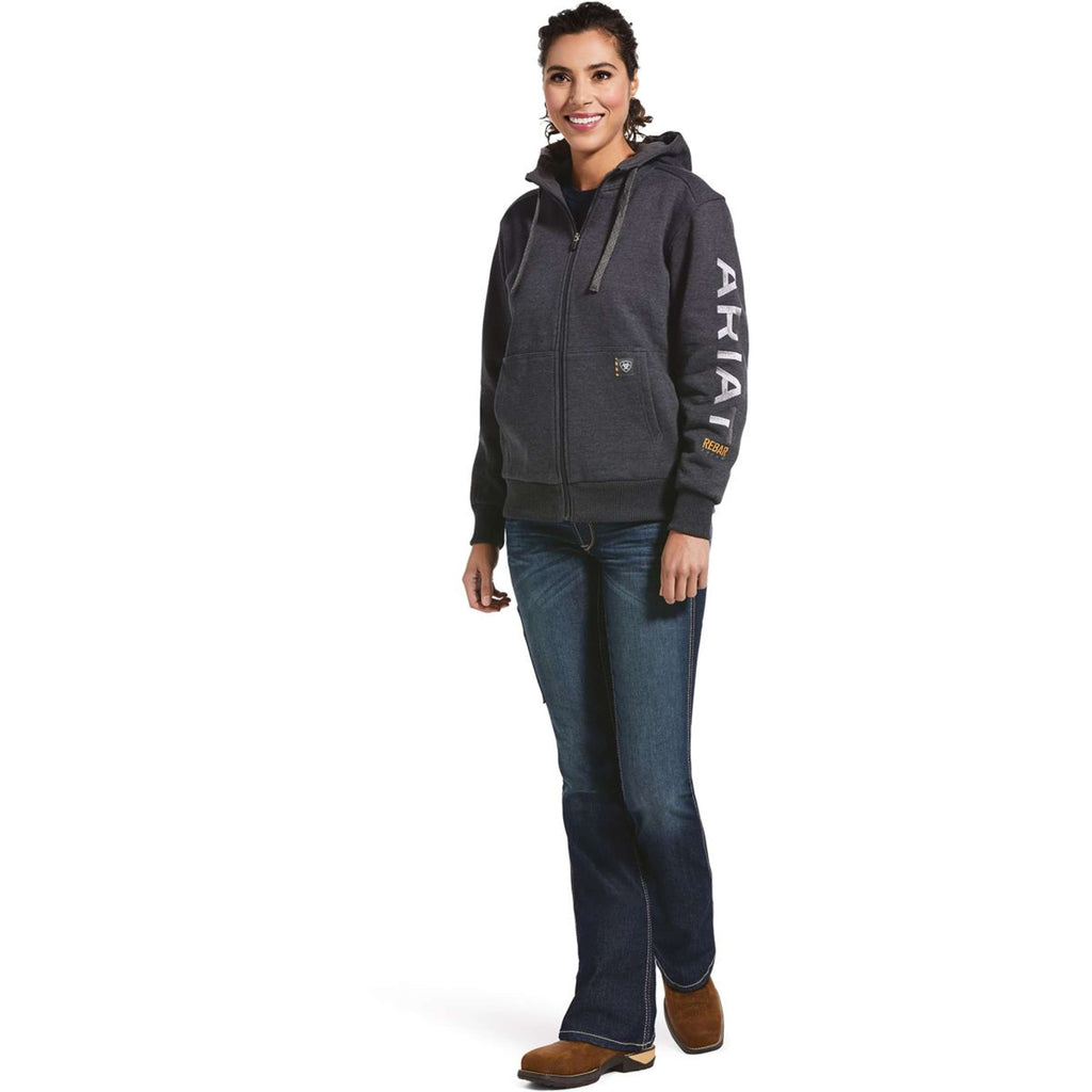 Ariat Sudadera con capucha y cremallera Rebar All-Weather Mujer Charcoal Heather