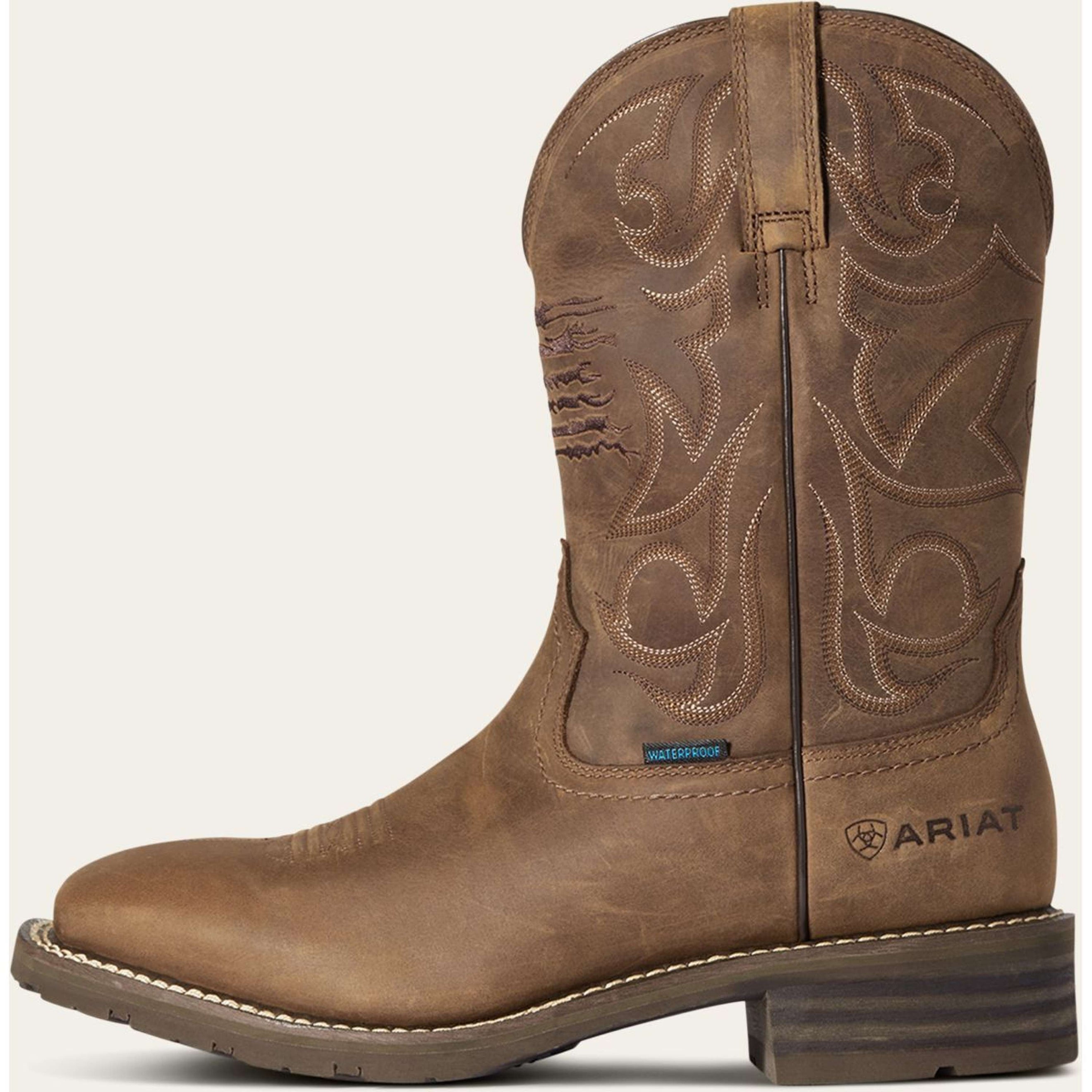 Ariat Western Boots Hybrid Patriot H2O Hombres Distressed Brown