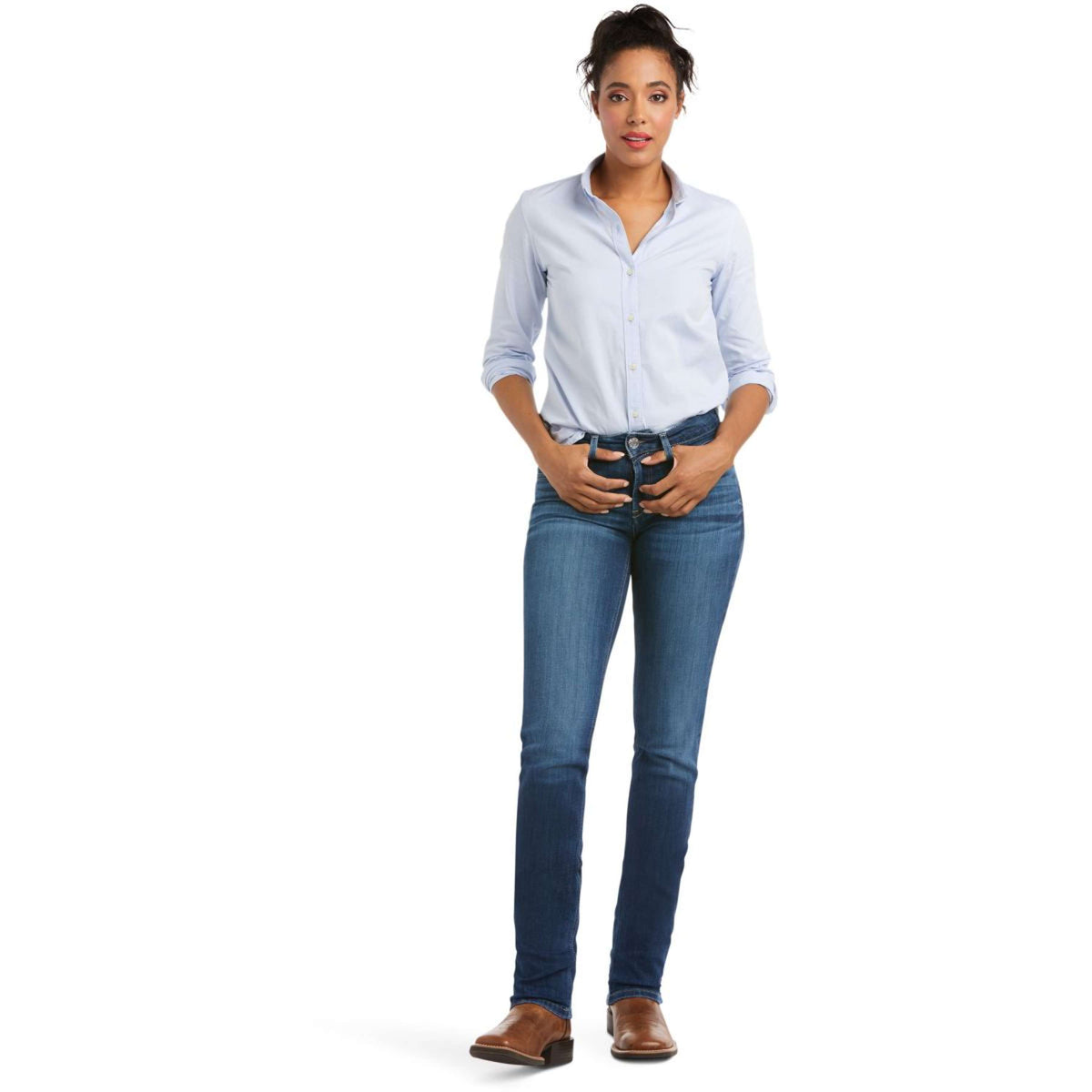Ariat Jeans Real Perfect Rise Abby Straight Mujer Mackenzie Blue