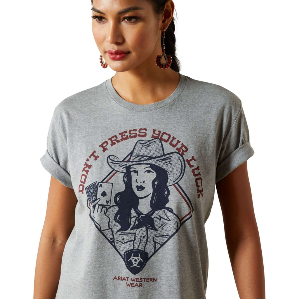 Ariat Camiseta Don't Press Your Luck Mujer Ice Blue