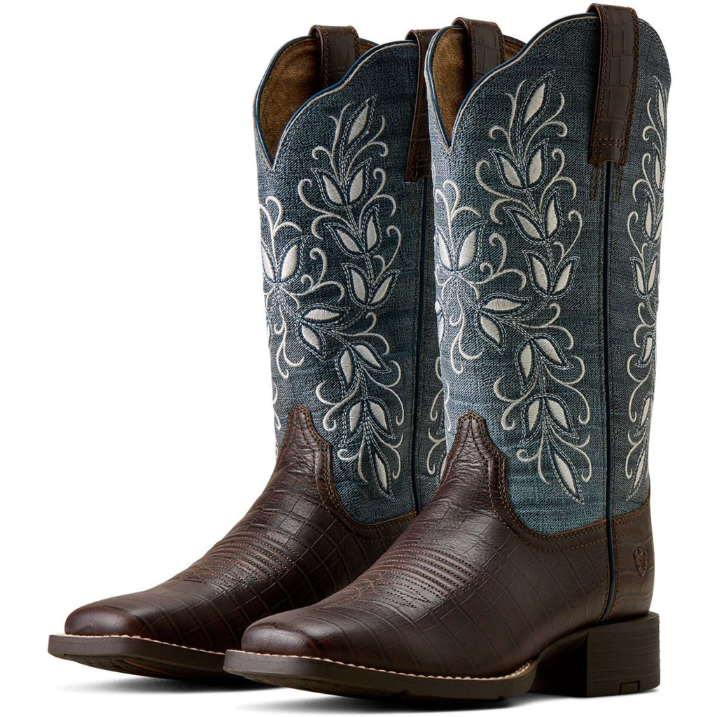 Ariat Botas Western Round Up Holly Mujer Chocolate Croc