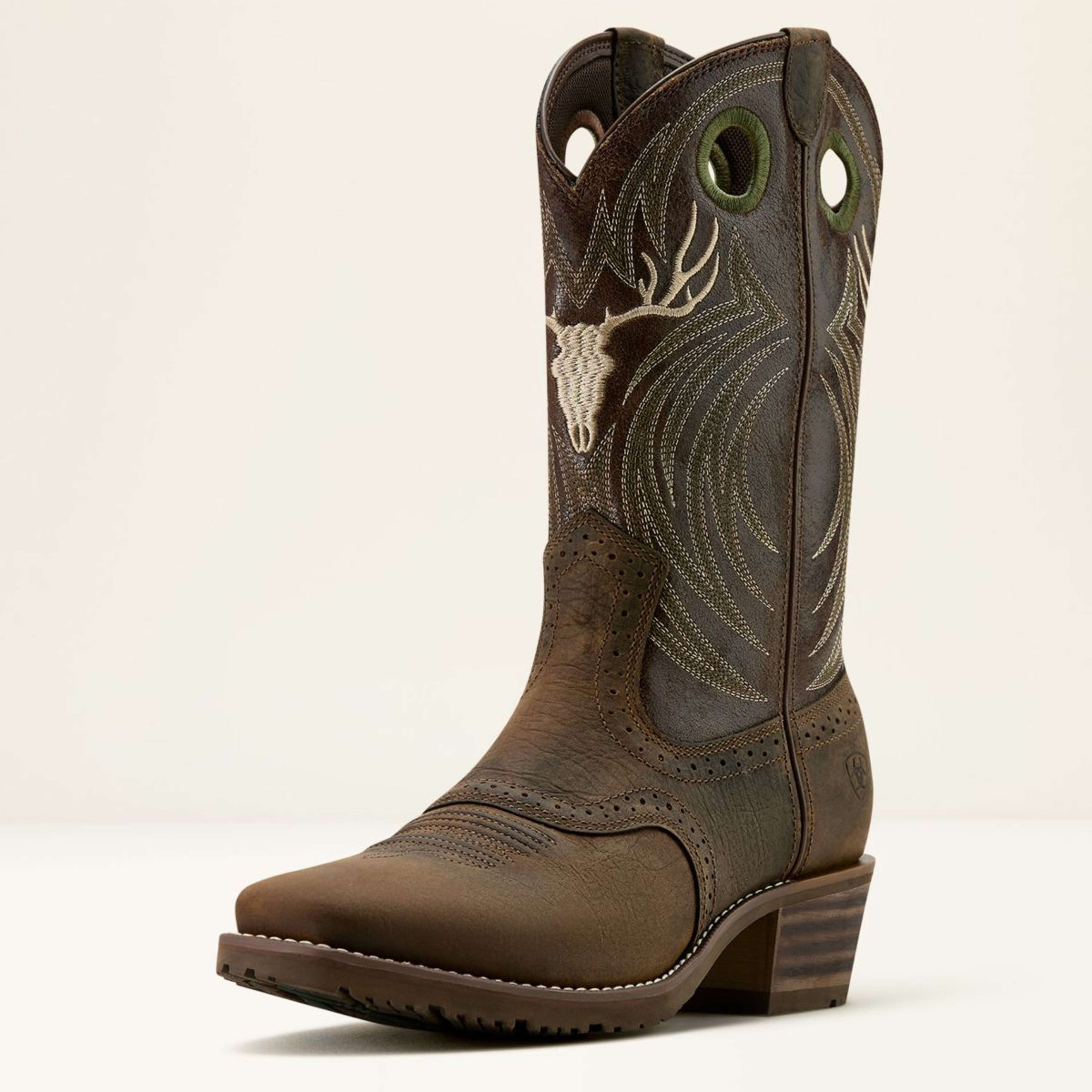 Ariat Botas Western Hybrid Roughstock Antler Hombres Wild Taupe/Espresso Ariat Botas Western Hybrid Roughstock Antler Hombres Wild Taupe/Espresso