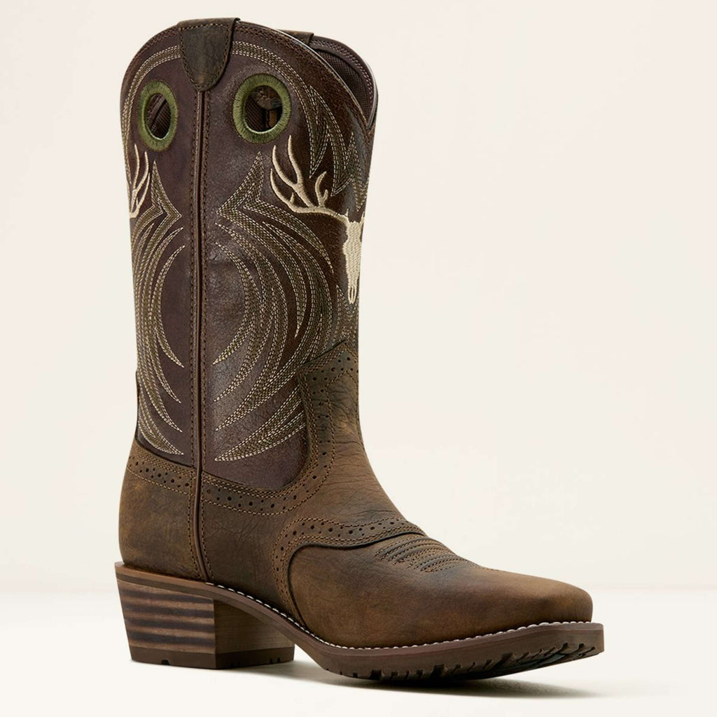 Ariat Botas Western Hybrid Roughstock Antler Hombres Wild Taupe/Espresso