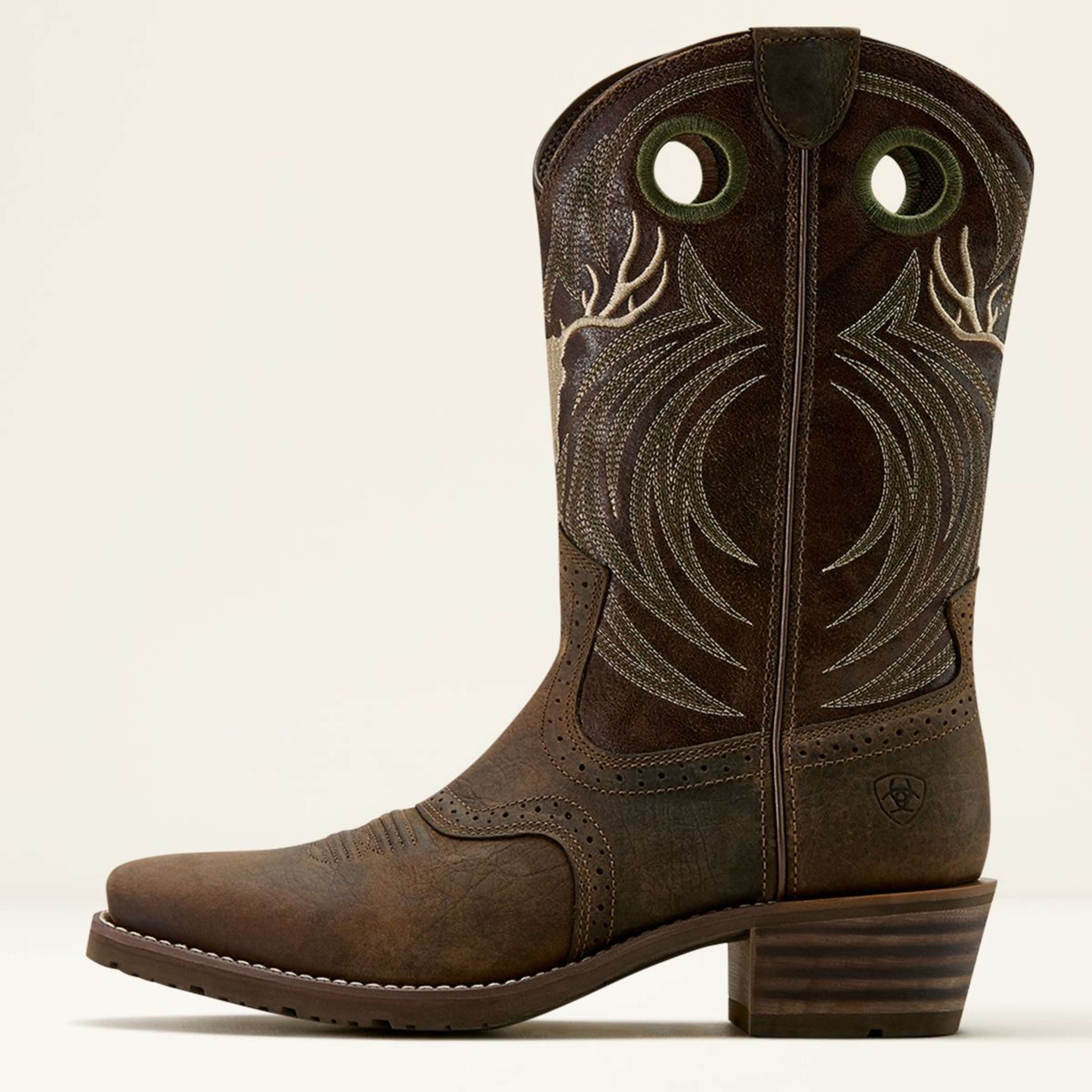 Ariat Botas Western Hybrid Roughstock Antler Hombres Wild Taupe/Espresso Ariat Botas Western Hybrid Roughstock Antler Hombres Wild Taupe/Espresso