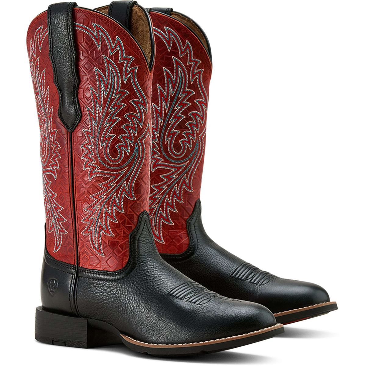Ariat Botas Western Round Up Stretchfit Mujer Black Deertan/Garnet Emboss