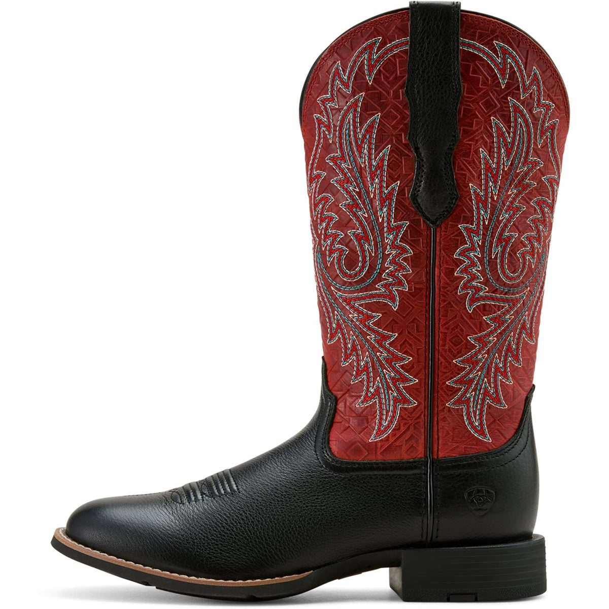 Ariat Botas Western Round Up Stretchfit Mujer Black Deertan/Garnet Emboss