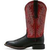 Ariat Botas Western Round Up Stretchfit Mujer Black Deertan/Garnet Emboss