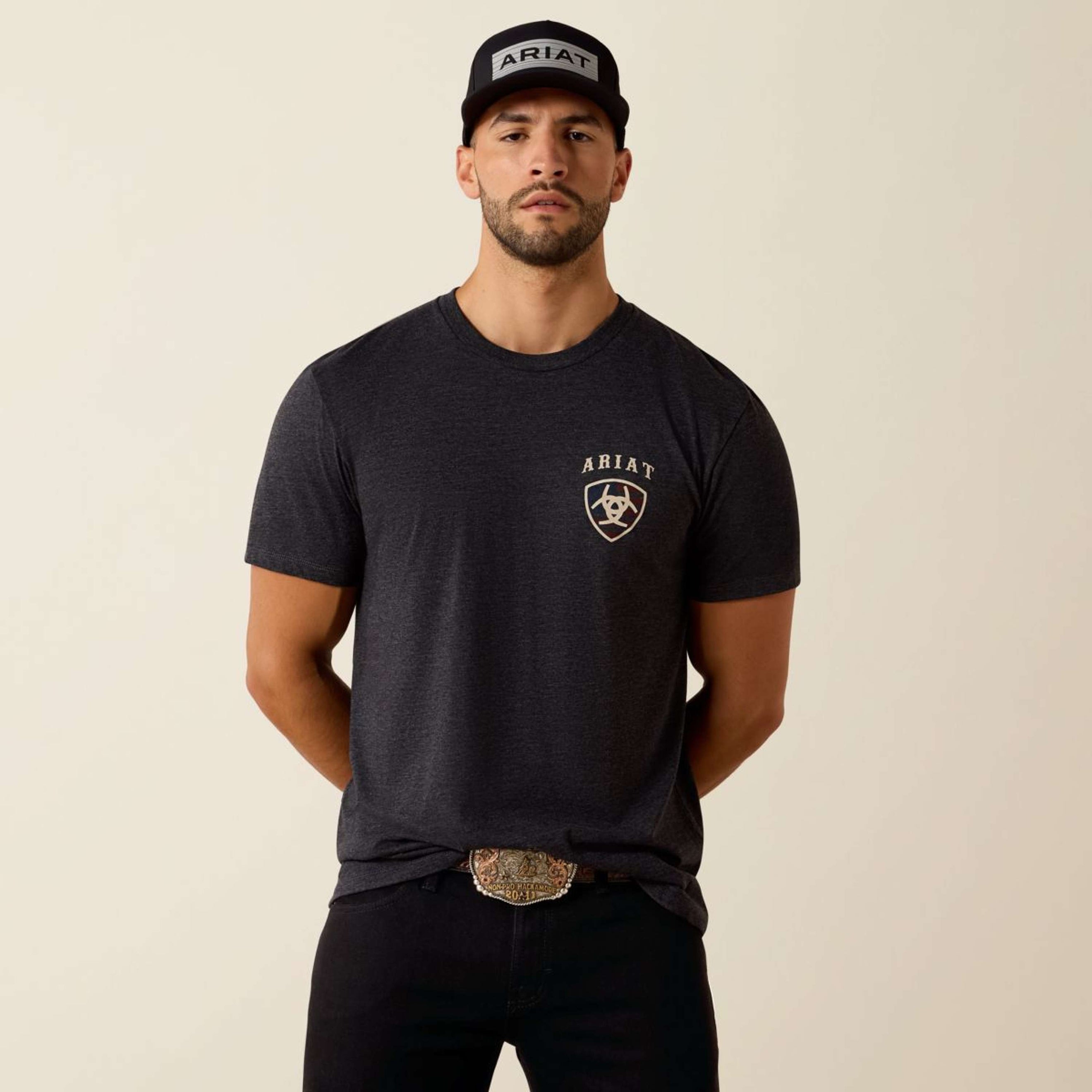 Ariat T-Shirt American Bison Tee Hombres Charcoal Heather Ariat T-Shirt American Bison Tee Hombres Charcoal Heather