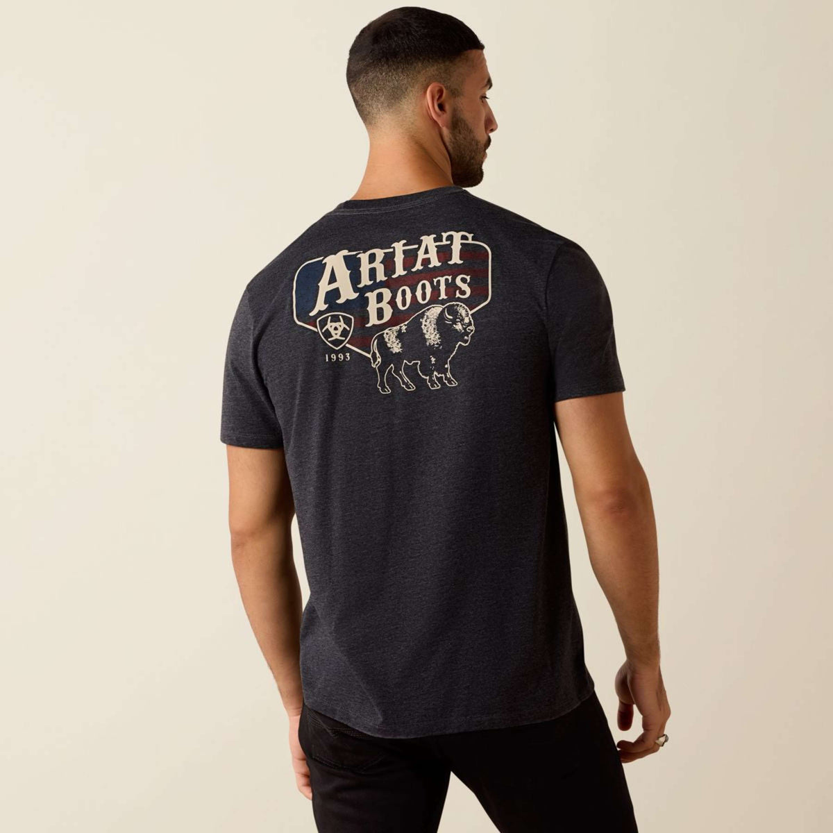 Ariat Camiseta American Bison Tee Hombres Charcoal Heather