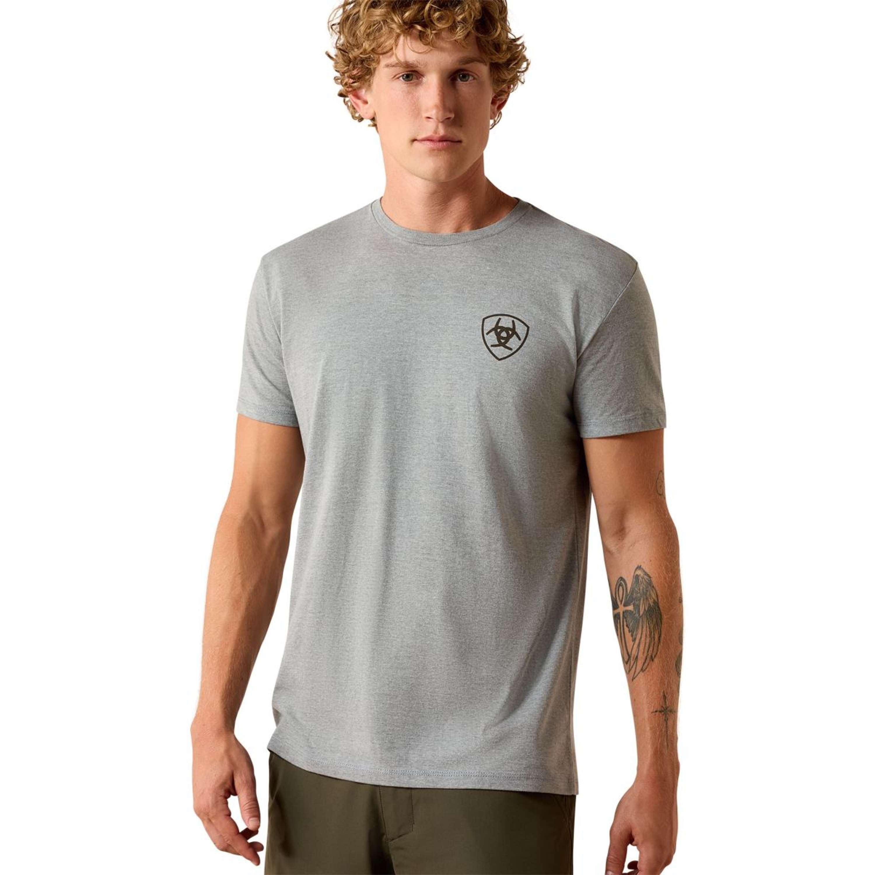 Ariat T-Shirt Banner Badge Hombres Gris