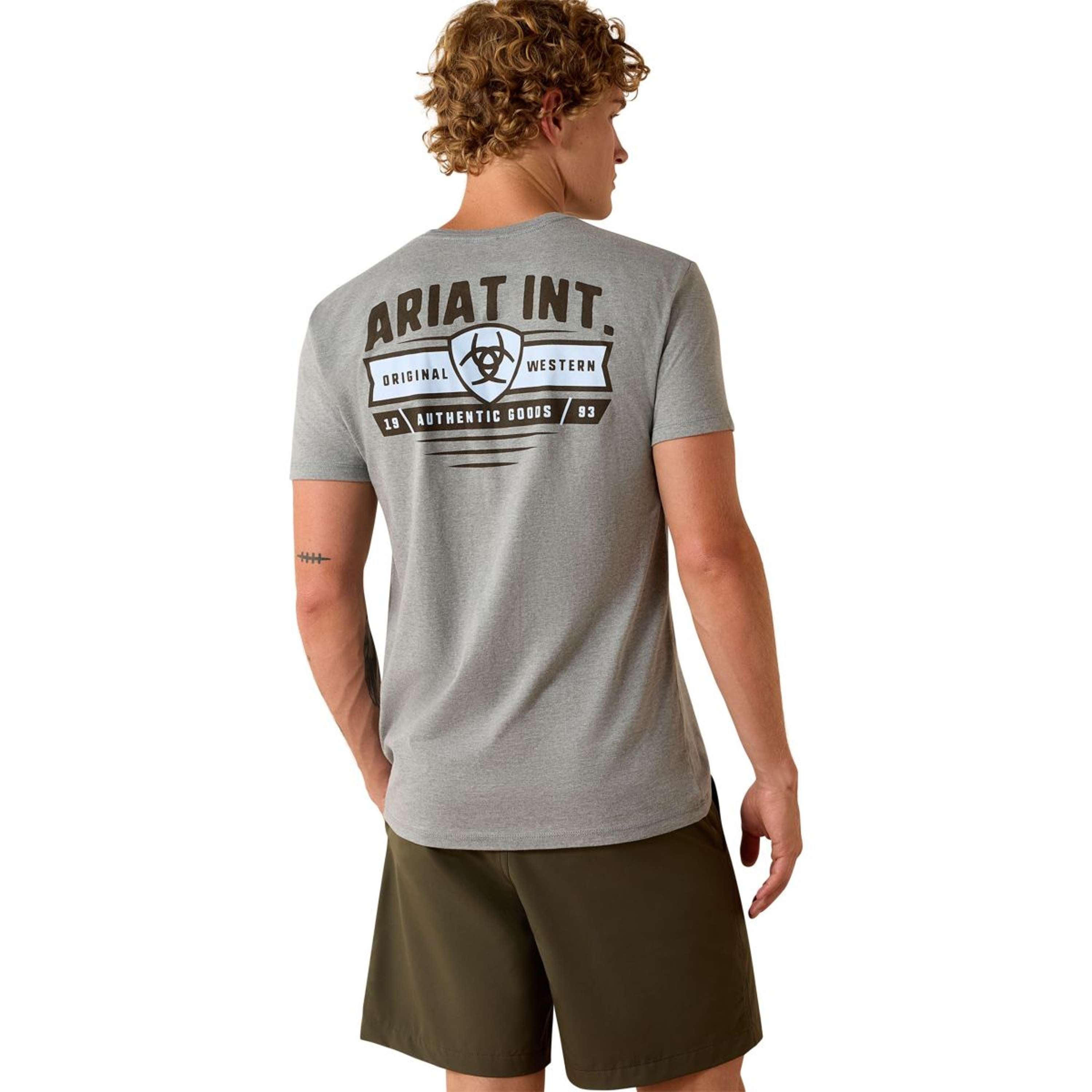 Ariat T-Shirt Banner Badge Hombres Gris
