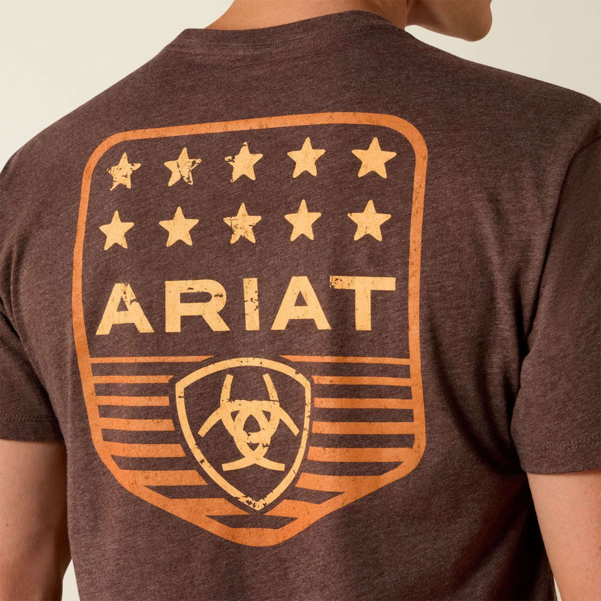 Ariat T-Shirt Strip Patriotic Badge Tee Hombres Brown Heather