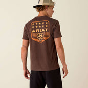Ariat T-Shirt Strip Patriotic Badge Tee Hombres Brown Heather