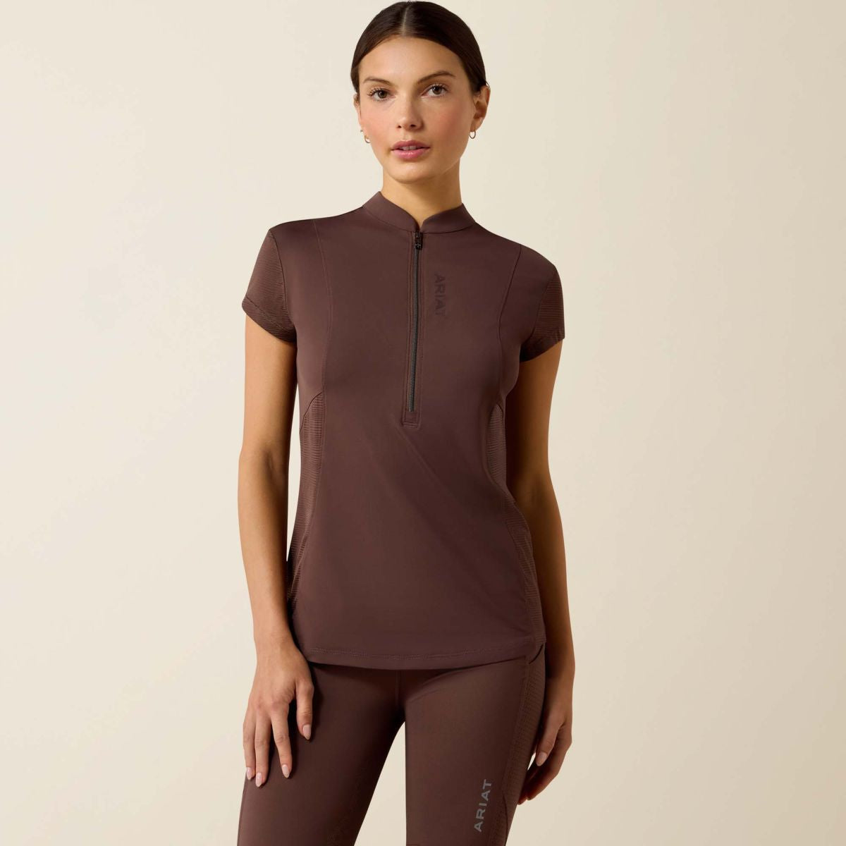 Ariat T-Shirt Breathe 1/2 Zip Mujer Pommel Brown