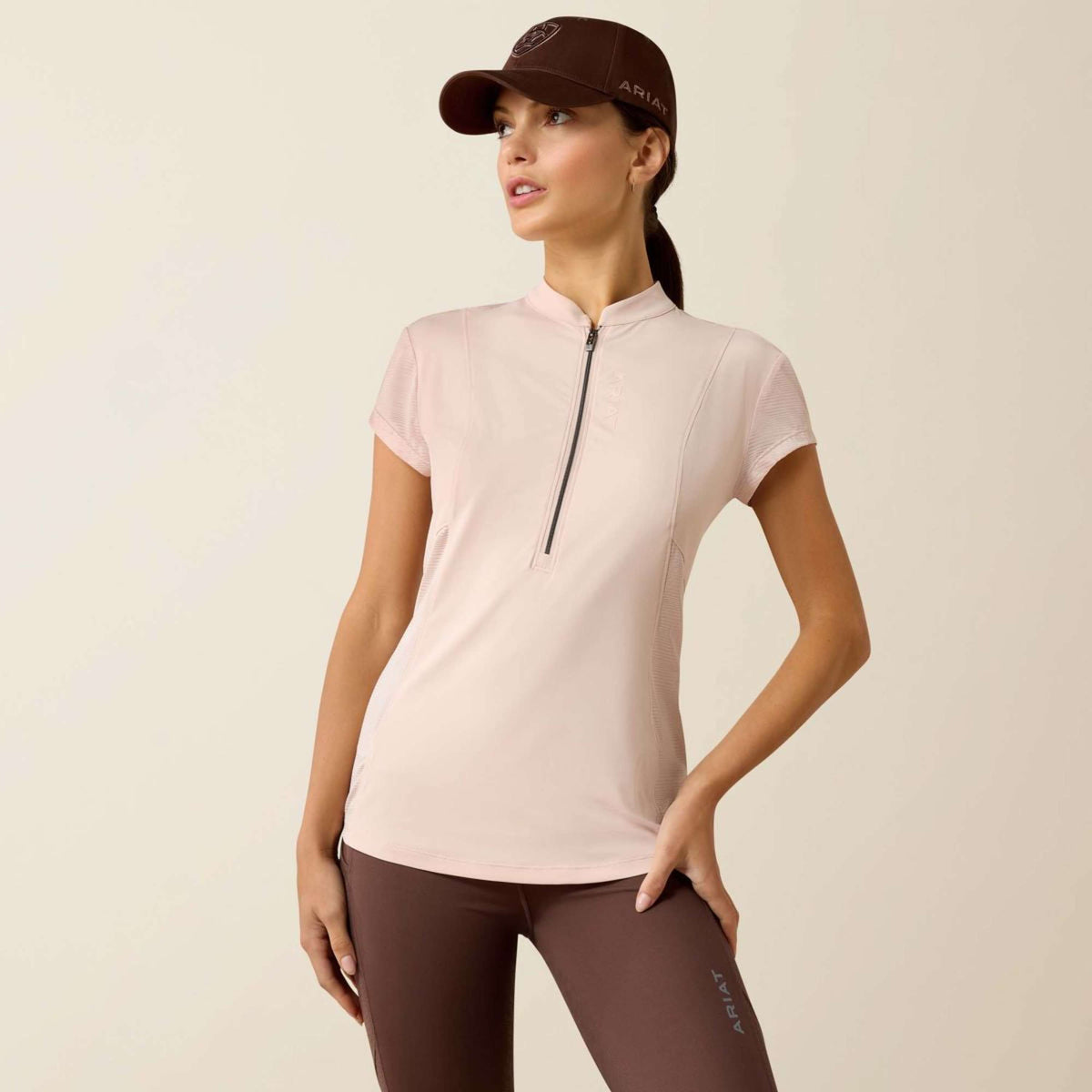 Ariat Camiseta Breathe 1/2 Zip Mujer Sepia Rose