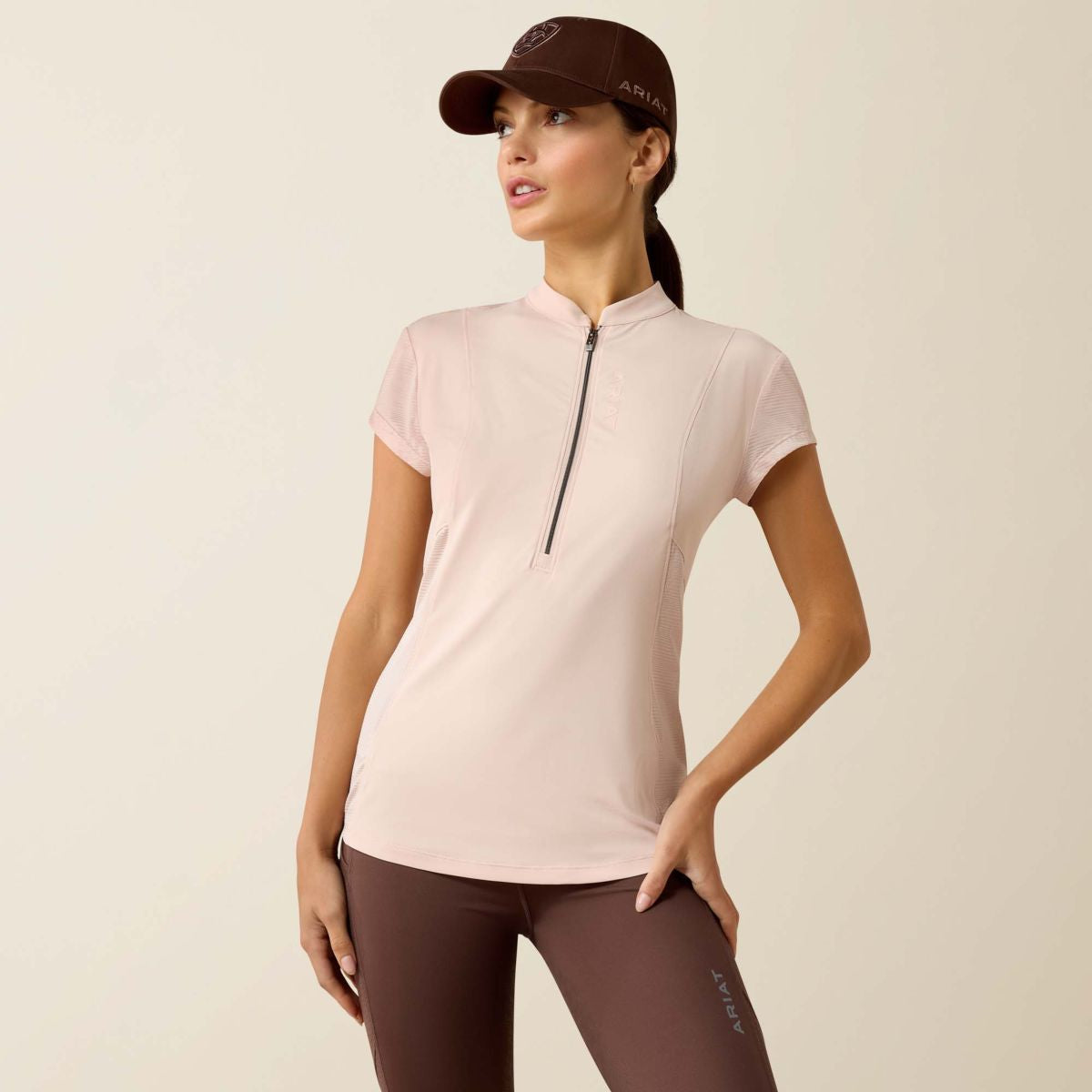 Ariat T-Shirt Breathe 1/2 Zip Mujer Sepia Rose