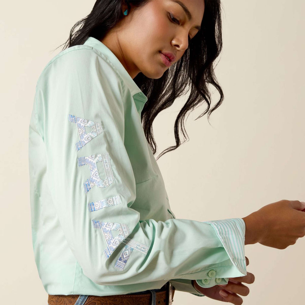Ariat Camiseta Team Kirby Mangas Largas Dusty Aqua