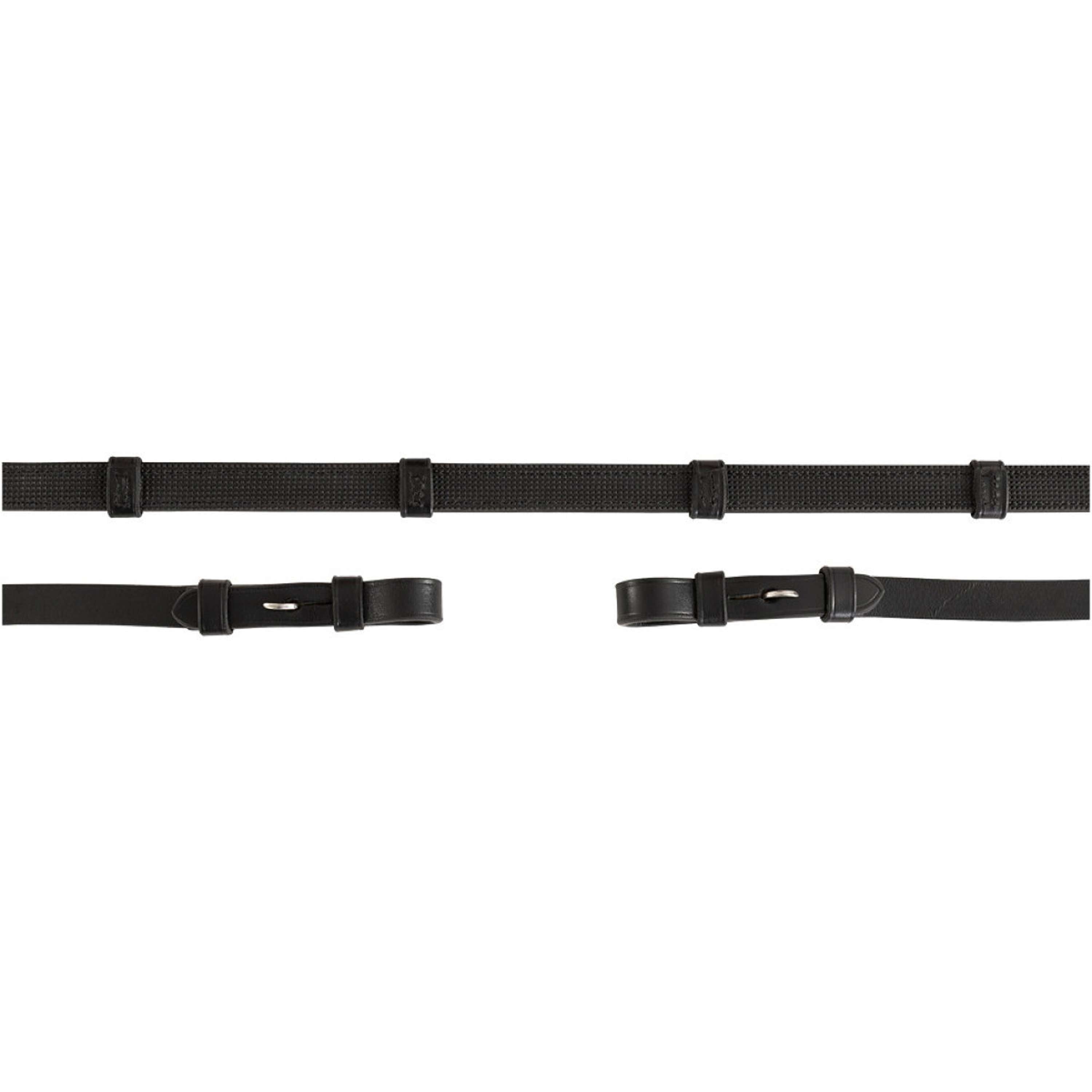 BR Riendas Cuero con Tapones Negro/Plata