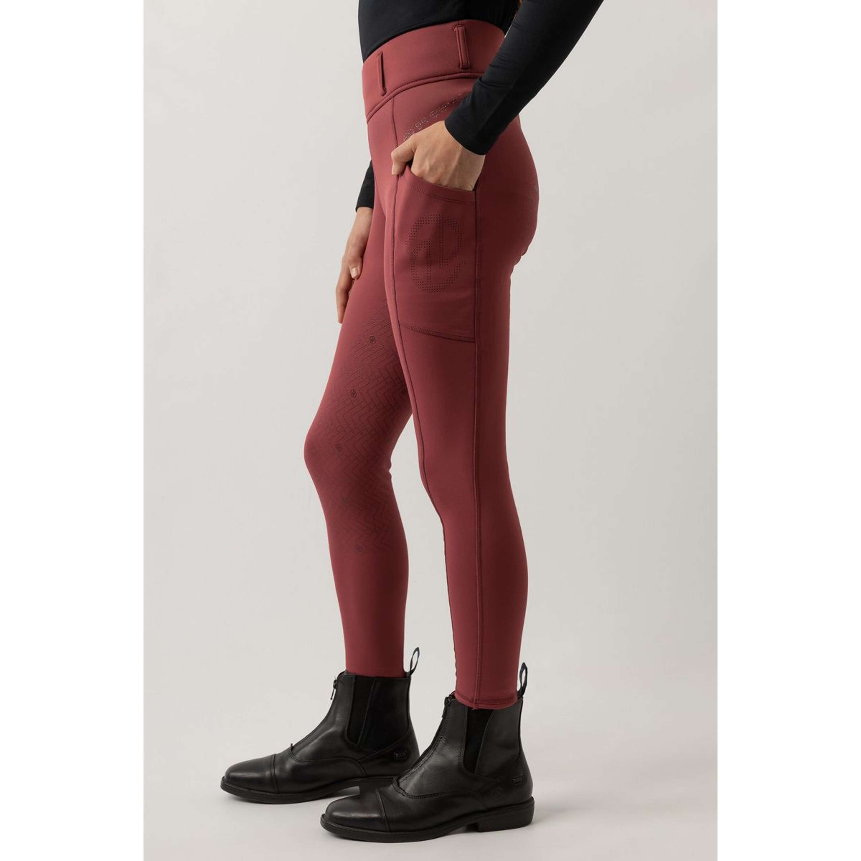 BR Legging de Equitación Eevolv Lenny Full Grip Niños Maroon