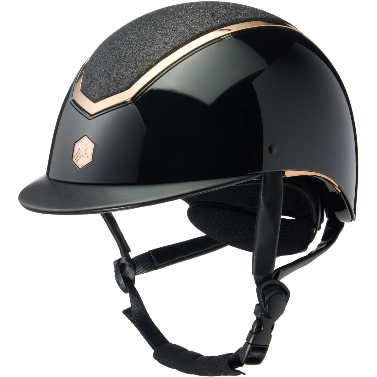 Charles Owen Gorra Kylo Sparkly Black Gloss/Rose Gold