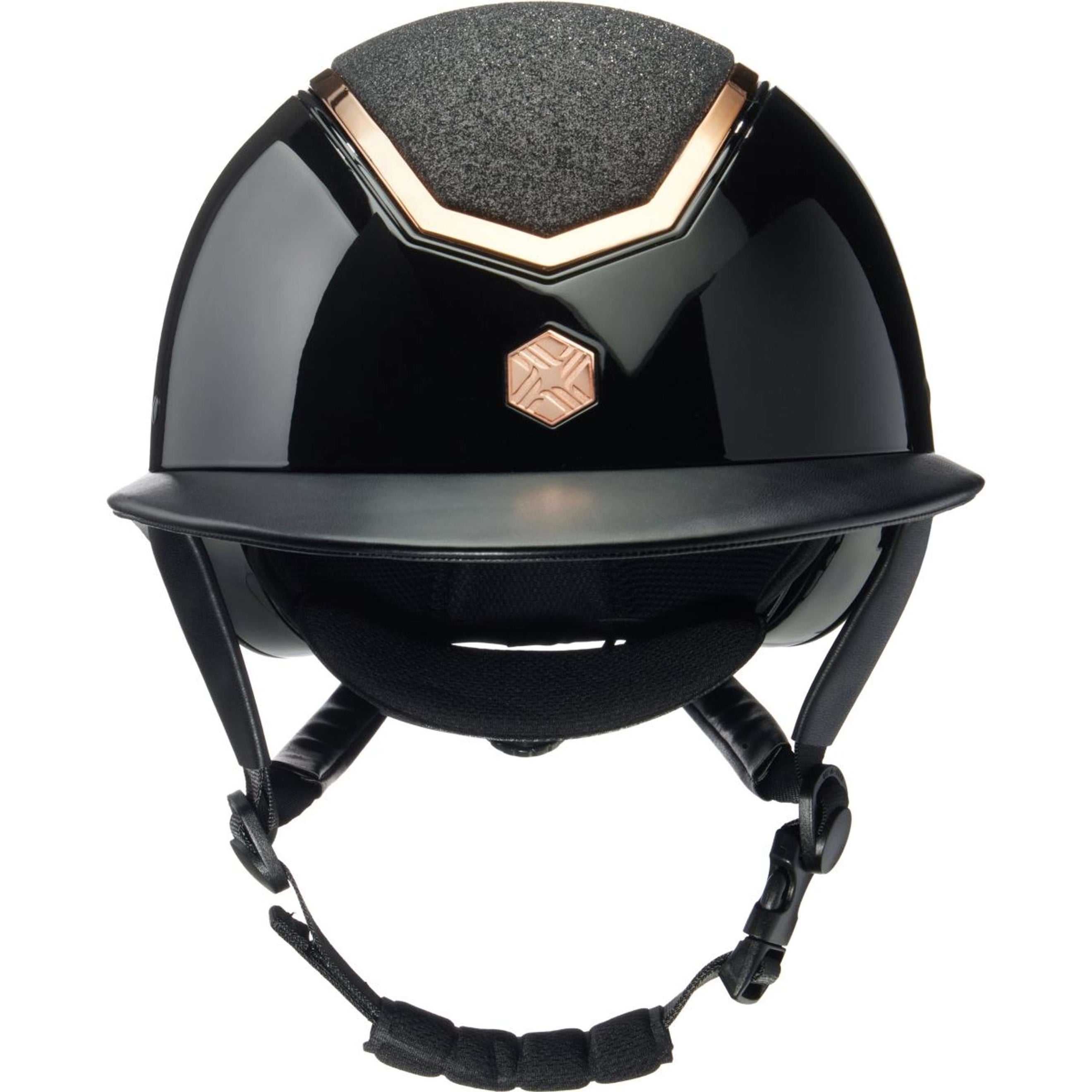 Charles Owen Casco Kylo Sparkly Wide Peak Black Gloss/Rose Gold Charles Owen Casco Kylo Sparkly Wide Peak Black Gloss/Rose Gold