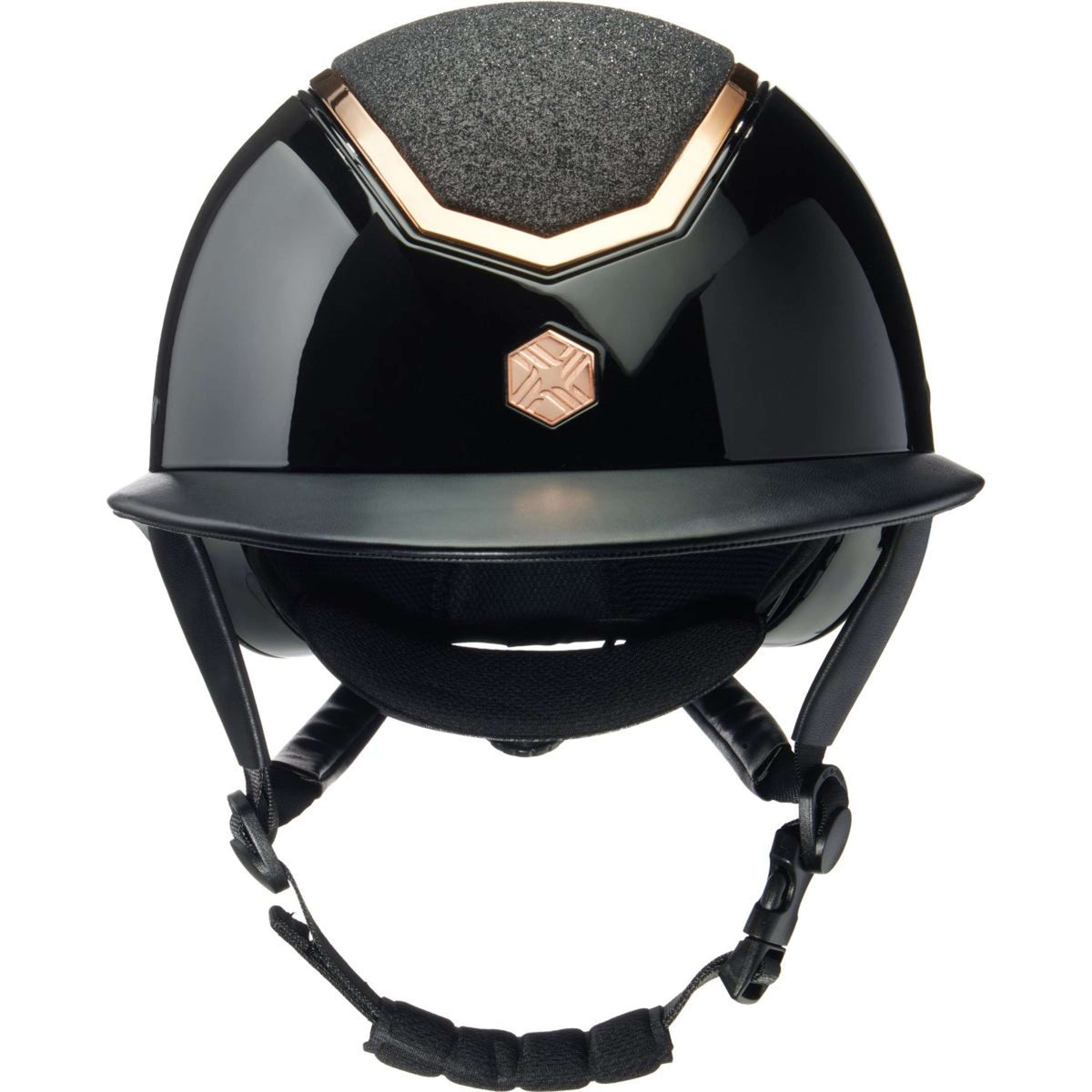 Charles Owen Casco Kylo Sparkly Wide Peak Black Gloss/Rose Gold