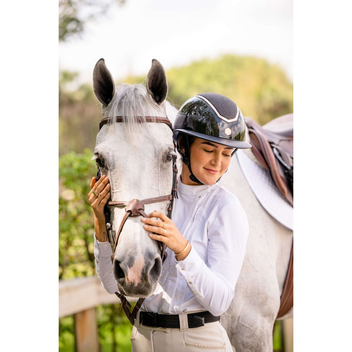 Charles Owen Casco Kylo Sparkly Wide Peak Black Gloss/Rose Gold